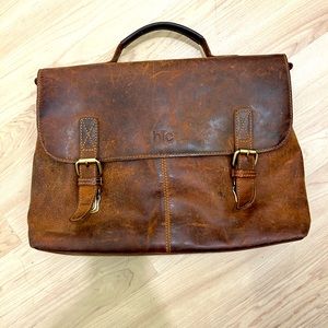 Genuine Brown Leather Messenger Bag